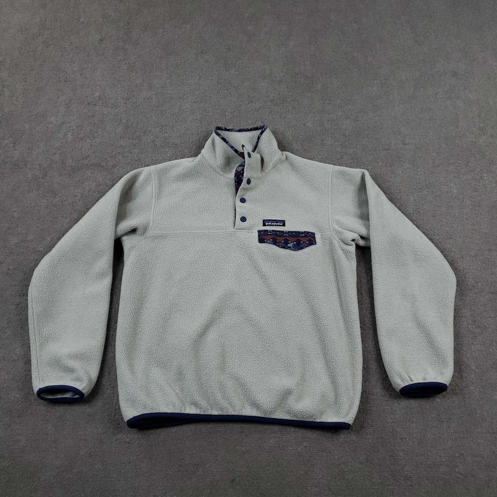 Patagonia Synchilla Snap-T Sweatshirt Mens Small Beige Pullover Fleece Pocket